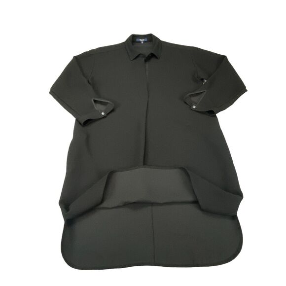 Madewell Shirt Dress Womens Medium Black Collared Button Fron Slit - Picture 15 of 16